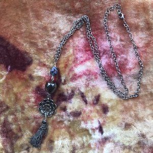 Extra Long Lotus + Charoite Necklace